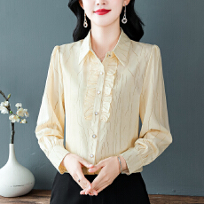 批发实拍2026春季新款气质波点<b class='q'>长袖</b>遮肚显瘦高档桑蚕丝洋气<b class='q'>衬衣</b>