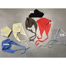 批发韩国红色ins博主同款针织三角巾包头法式复古头巾屁帘女拍照头饰