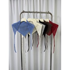 批发韩国红色ins博主同款针织三角巾包头法式复古头巾屁帘女拍照头饰