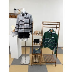 批发十三行女装2025冬季ins博主同款简约复古撞色条纹<b class='q'>针织</b><b class='q'>开衫</b>外套潮