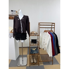 批发<b class='q'>韩国</b>东大门2025秋冬新款纯色蝴蝶结V领<b class='q'>蕾丝</b>边针织毛衣开衫外套潮