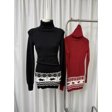 批发fortunee原创2025秋冬复古提花高领修身包臀短<b class='q'>连衣裙</b>圣诞针织毛衣