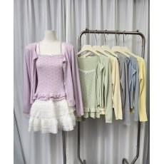 2026早春新款甜美圆领波点背心上衣女+显瘦百搭羊毛开衫两件套