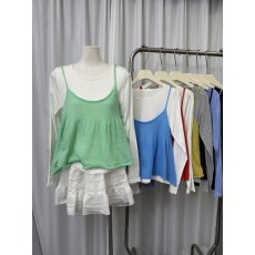 批发韩系叠穿吊带+打底衫两件套装女氛围感穿搭高级感上衣女