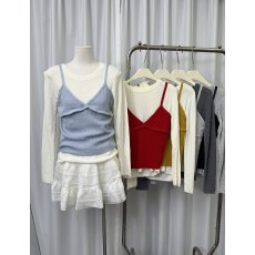 批发韩系<b class='q'>时尚</b>气质显瘦长袖针织衫+百搭针织<b class='q'>吊带</b><b class='q'>背心</b>套装女春季新款