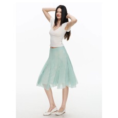 批发NECY 原创波点满印鱼尾中裙春夏少女感甜美短裙垂感飘逸a<b class='q'>字</b>半身裙