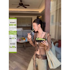 批发DULA好好家 心动倒影/<b class='q'>网纱</b>系带长袖防晒开衫女春夏款透视百搭<b class='q'>上衣</b>