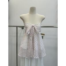 批发红人馆<b class='q'>背心</b>女内搭2026超火减龄新款白色波点短款露肩露背抹胸上衣