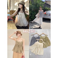 批发韩系甜美花边蝴蝶结绑带可系带<b class='q'>两件套</b>吊带上衣2026春夏新款