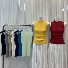 批发半高领无袖针织背心女夏季弹力修身内搭辣妹性感<b class='q'>打底</b>上衣外穿
