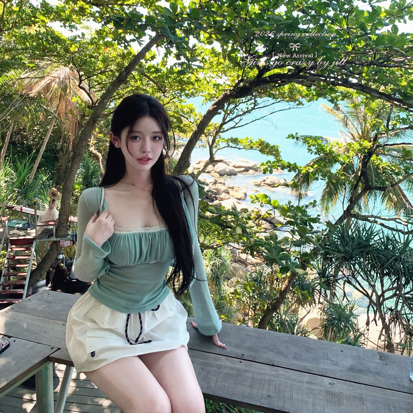 jill 대 자매 여름 뭐라구? 뭐라구? 차 물 용해 양모 니트 세트 물 용해 양모 얇은 스타일 니트 스웨터 세트