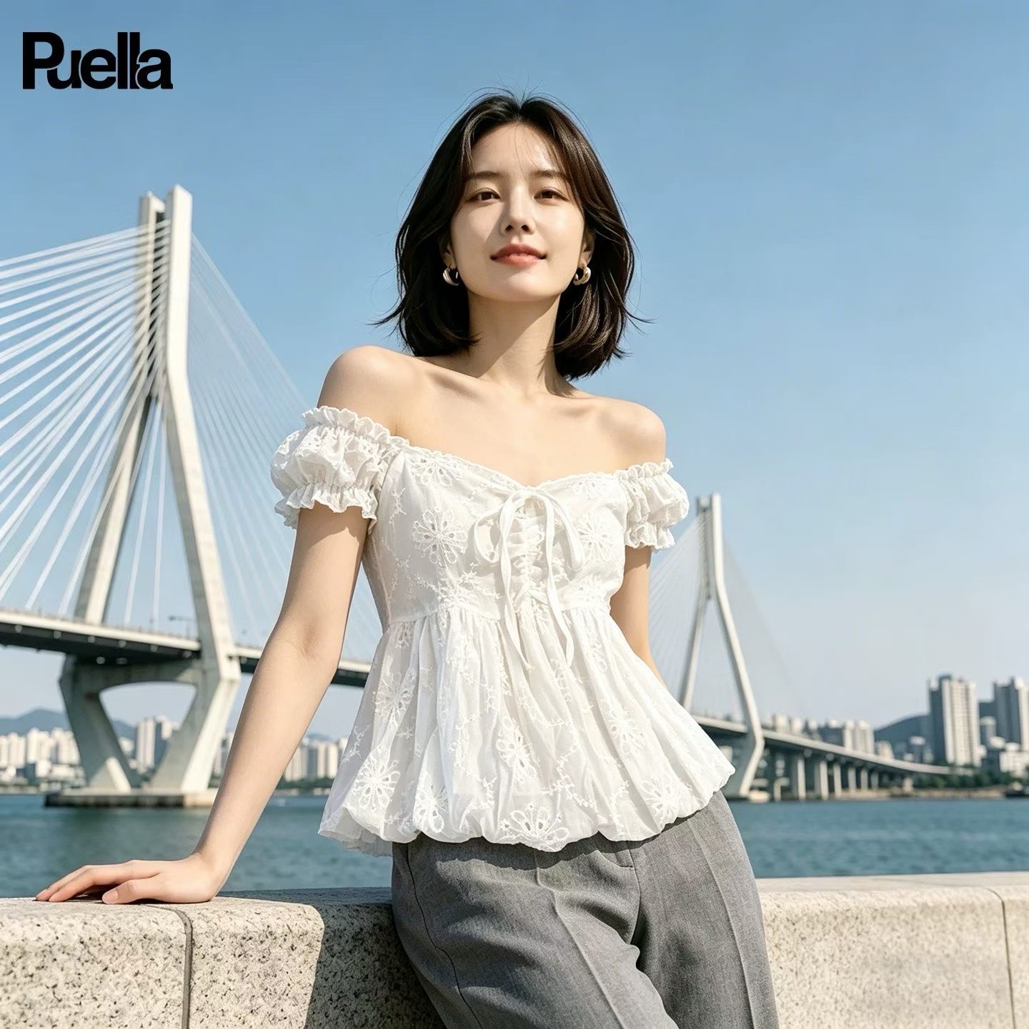 프랑스식 홀로우 아웃 자수 레이스업 민소매 조끼 여성 셔츠 여름 고유 한 아름다운 연령 감소 외국 가스 작은 날다 소매 맨위