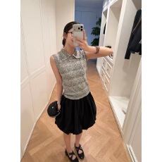 批发MultiMath小丁宝莉/花纱<b class='q'>马甲</b>/修身针织上衣翻领休闲无袖背心女