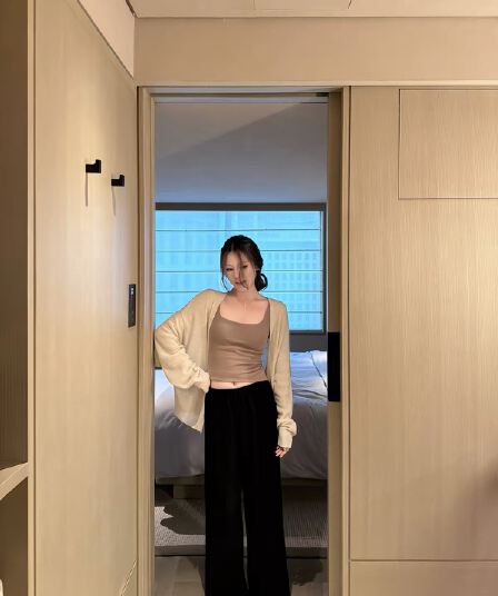 나비 보물 웃음 라이 경기 서울 아마 느긋한 센스 배트윙 소매 루즈핏 오픈 가디건 슬림해 보이는 재킷 여성 고급 센스 외부 가져 가라.
