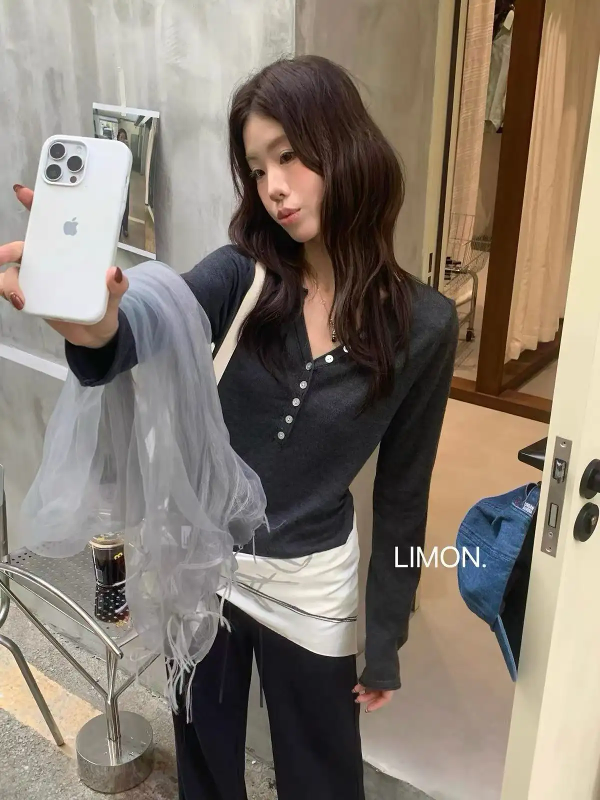 한국인기 루즈핏 헨리넥 니트 상세 이미지 7