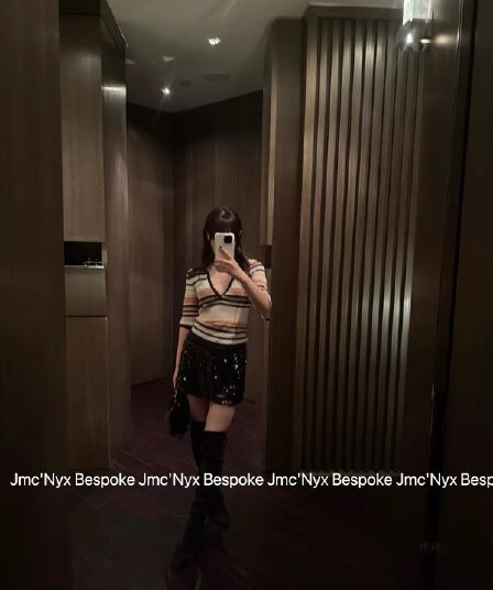 jmc nyx bespoke 배색 스트라이프 V넥 차가운 센스 니트 스웨터 POLO 칼라 티셔츠 긍정적 인 어깨 반팔 맨위 여성