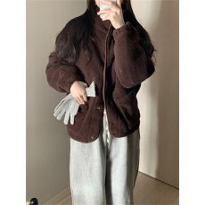 批发韩系羊羔毛软糯夹棉外套高级感休闲慵懒风百搭上衣女