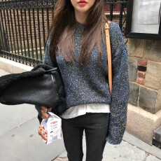 批发韩系chic风 金属质感闪闪Bling抢眼甜美套头毛衣