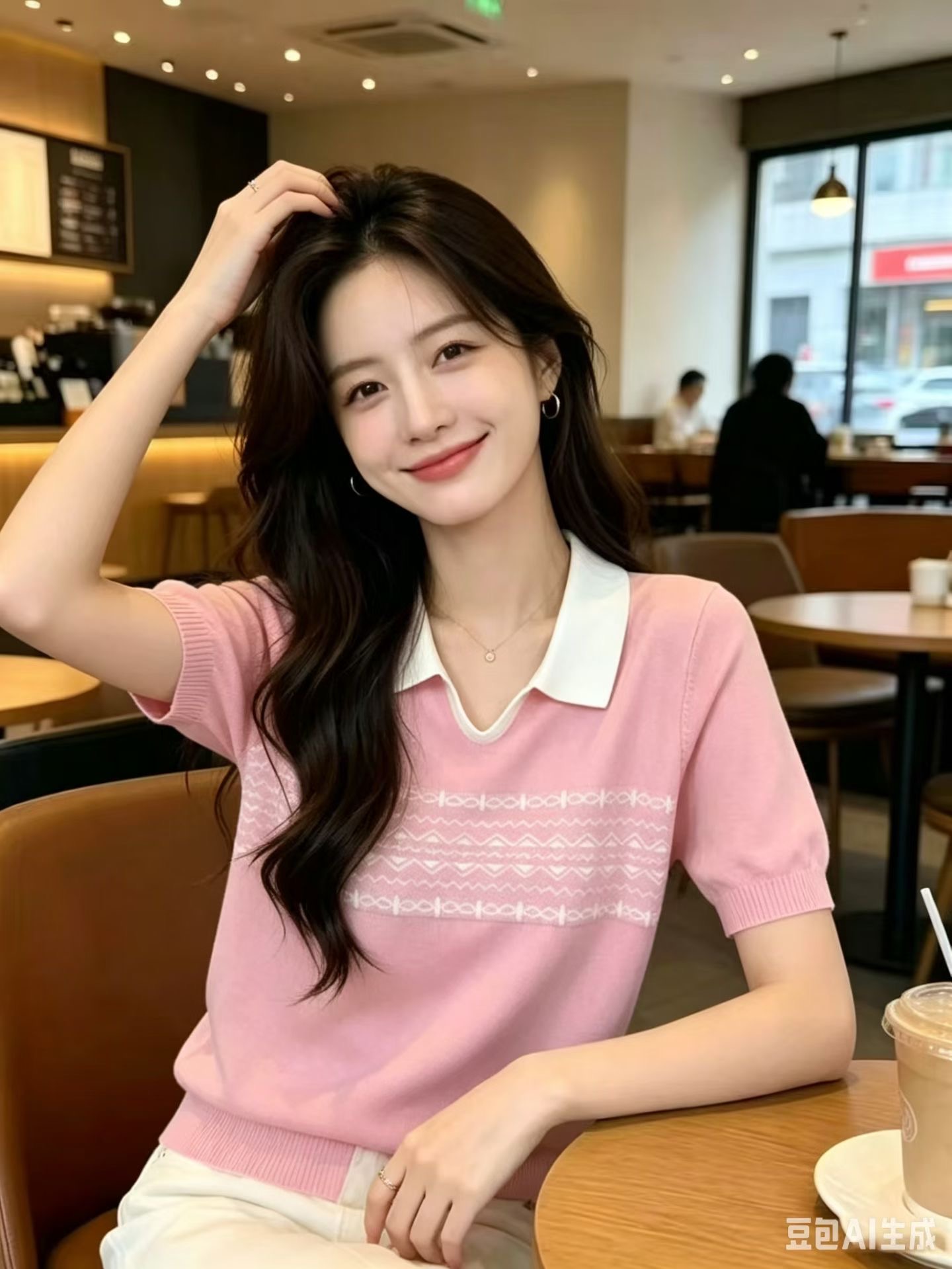 재고 있음 POLO 칼라 니트 여성 의류 반팔 루즈핏 폴로 칼라 패치워크 색상 다용도 얇은 스타일 슬림해 보이는 맨위 기본 셔츠