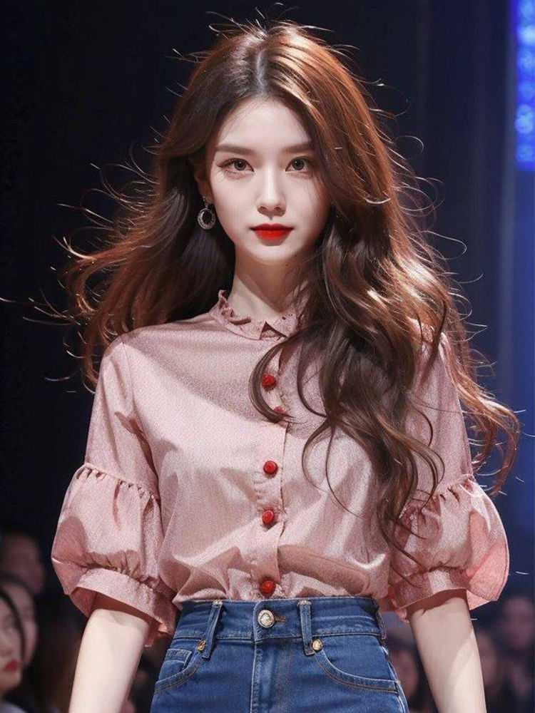 재고 있음 새로운 중식 국풍 레트로 셔츠 올해 인기 아름다운 작은 셔츠 슬림해 보이는 셔츠