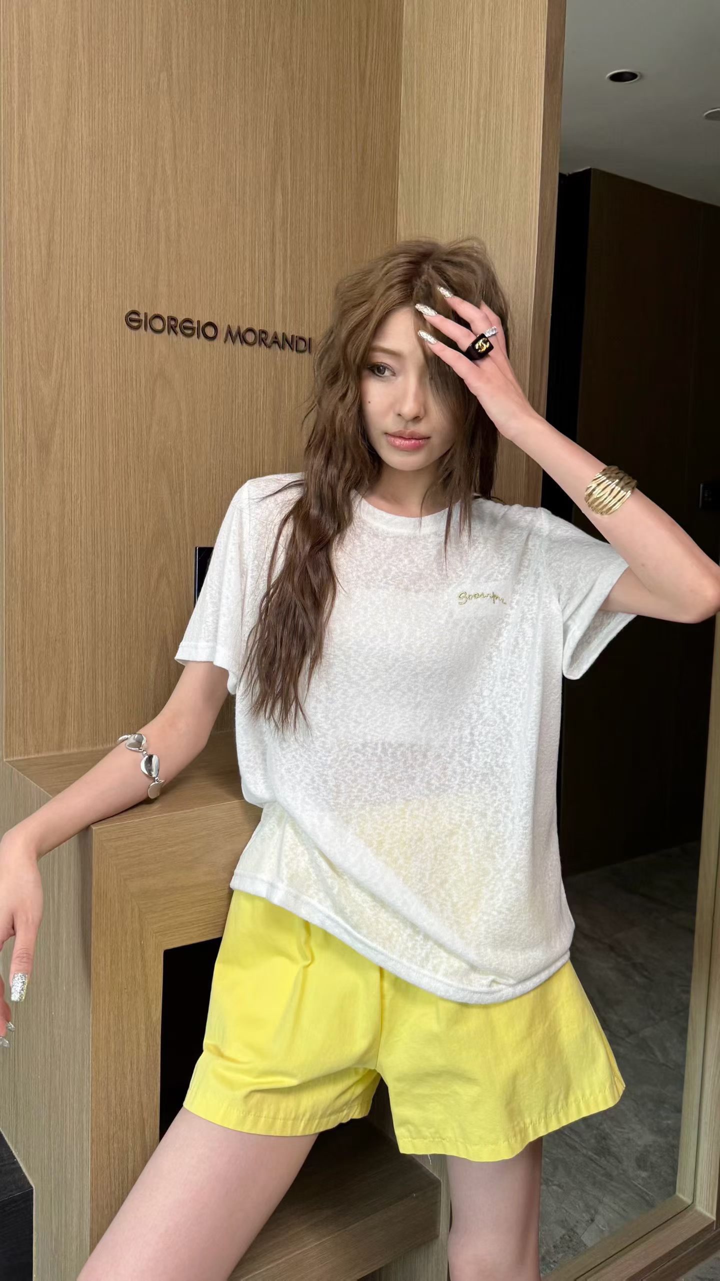 재고 있음 라운드 넥 긍정적 인 어깨 눈꽃 면 반팔 티셔츠 여성 디자인 센스 패션 다용도 맨위 마이크로 ~을 통해 기본 셔츠