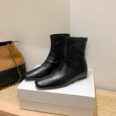 批发2025 年新款法式气质韩系坡跟瘦瘦靴平底百搭小短靴女内增高靴子