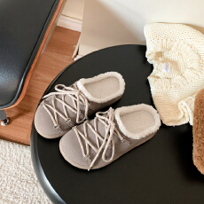 批发2025新款绒拖鞋棉鞋防滑女款厚底包头外穿棉拖鞋一脚蹬懒人雪地靴