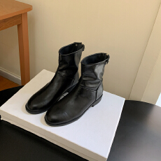 批发2025秋<b class='q'>冬</b>新款极简风圆头套筒中筒靴袜靴平底百搭弹力瘦瘦靴女