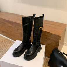 批发巨好看的长筒靴女秋<b class='q'>冬</b>2025新款爆款高筒骑士靴增高厚底棕色长靴子