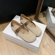 批发韩版圆头绒面一字带单鞋女2025新款秋季复古豹纹加绒玛丽珍小皮鞋