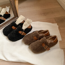 2025加绒毛毛鞋女2025新款冬季女鞋软底豆豆勃肯鞋加厚保暖棉鞋