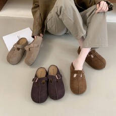 批发内增高5厘米复古真皮百搭厚底勃肯鞋女舒适软底不累脚全包博肯鞋