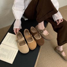 批发真皮ins风缝线设计感玛丽珍内增高秋<b class='q'>冬</b>新款休闲百搭复古软底女鞋