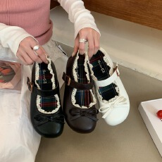 批发真皮玛丽珍蕾丝花边内增高2026<b class='q'>春</b>季休闲百搭复古休闲软底女鞋