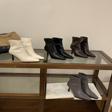 批发韩版方头简约细跟短筒靴子女2025年新款秋冬百搭气质后拉链时装靴