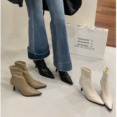 批发高跟女短靴2025秋冬新款百搭网红瘦瘦靴尖头细跟时尚弹力小裸靴