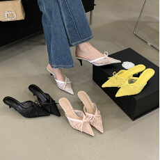 批发2026新款尖头包头网拖鞋