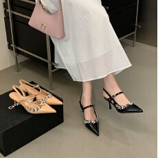 批发纪诗哲女鞋包头凉鞋女细跟尖头2026后空夏季不累脚新款气质性感