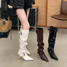 批发细跟长靴女2026秋冬新款女靴子尖头高筒不过膝长筒靴高跟鞋马丁靴