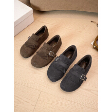 秋冬新款英伦复古布洛克乐福鞋女平底流苏小皮鞋一脚蹬懒人单鞋女