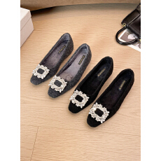 2025 小香风水钻灰色毛呢加绒方头玛丽珍鞋女内增高秋冬毛绒单鞋