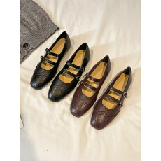 批发英伦风圆头拼接玛丽珍鞋女2026年春季新款浅口单鞋芭蕾风女鞋