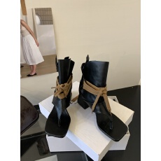 批发2020增高粗跟束口夹趾人字拖夏季裤管凉靴系带罗马短靴35-40