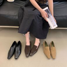 批发2026年夏季新款方头低跟穆勒鞋女百搭气质皮鞋玛丽珍通勤单鞋