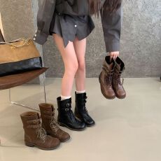 批发复古英伦风马丁靴女2026秋季新款系带短靴机车靴子