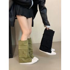 批发2026秋<b class='q'>冬</b>新款尖头方跟粗低跟堆堆靴女朋克骑士靴炸街辣妹长筒靴女