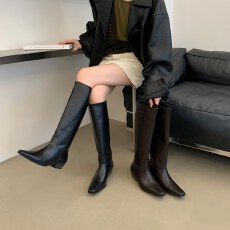 批发直筒切尔西不过膝高筒2026新款<b class='q'>韩版</b>百搭显腿长直内增高骑士长靴女