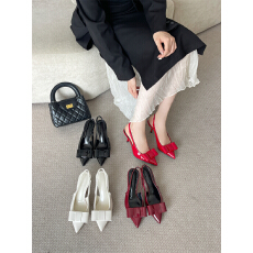 批发2025年新款蝴蝶结尖头高跟绊带女凉鞋