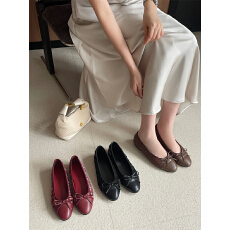 批发2026年新款时尚平底单鞋蝴蝶结浅口女鞋