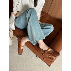 批发2026年新款一底单鞋编织一字扣带女单鞋